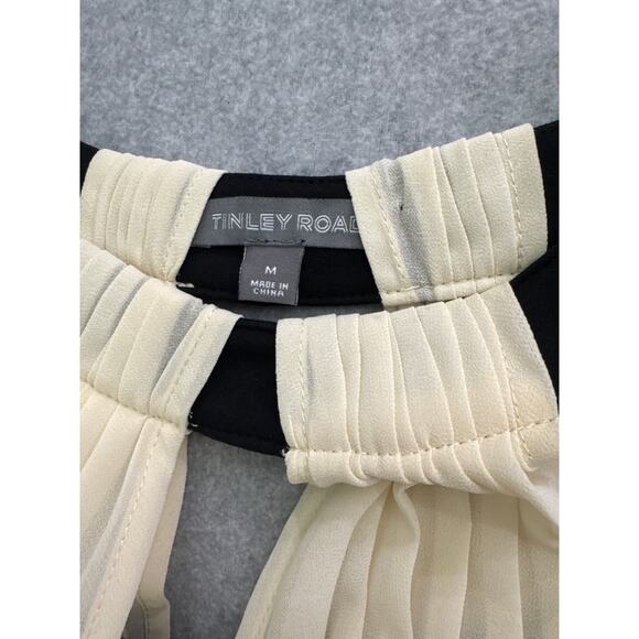 Tinley Road Black & Ivory Pleated Dress – Size Medium - Picture 7 of 8